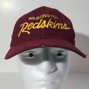 Vtg Sports Specialties Script Washington Redskins Wool Snapback Hat Distressed